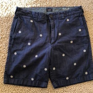 J. Crew Men’s Ship Wheel Navy Denim Shorts Size 30